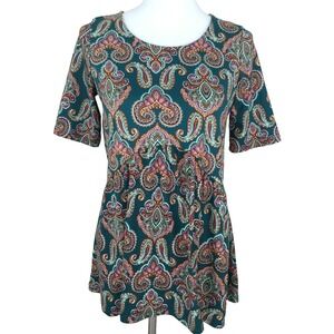 Agnes & Dora Paisley Babydoll Top XS Green Boho Cottagecore Fairy NWT